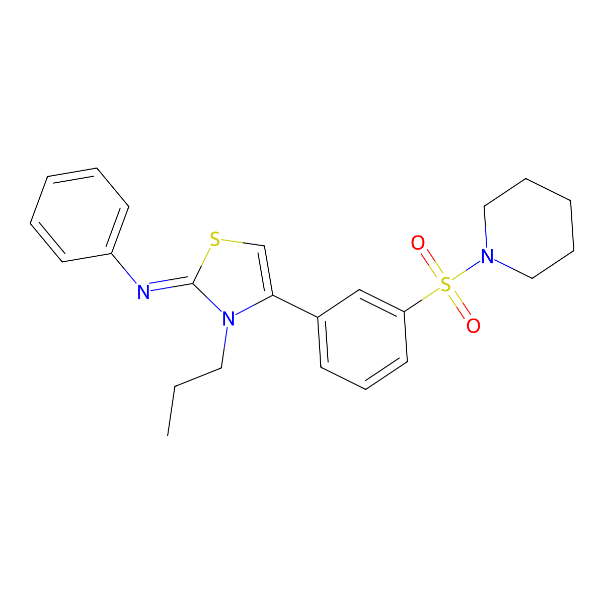N-[(2Z)-4-[3-(piperidin-1-ylsulfonyl)phenyl]-3-propyl-1,3-thiazol-2(3H)-ylidene]aniline molecular structure, CAS 845803-23-8