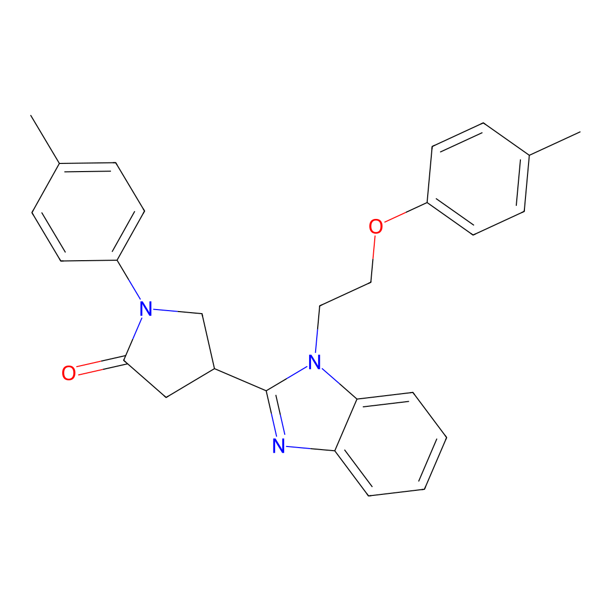 1-(p-tolyl)-4-(1-(2-(p-tolyloxy)ethyl)-1H-benzo[d]imidazol-2-yl)pyrrolidin-2-one molecular structure, CAS 845803-27-2