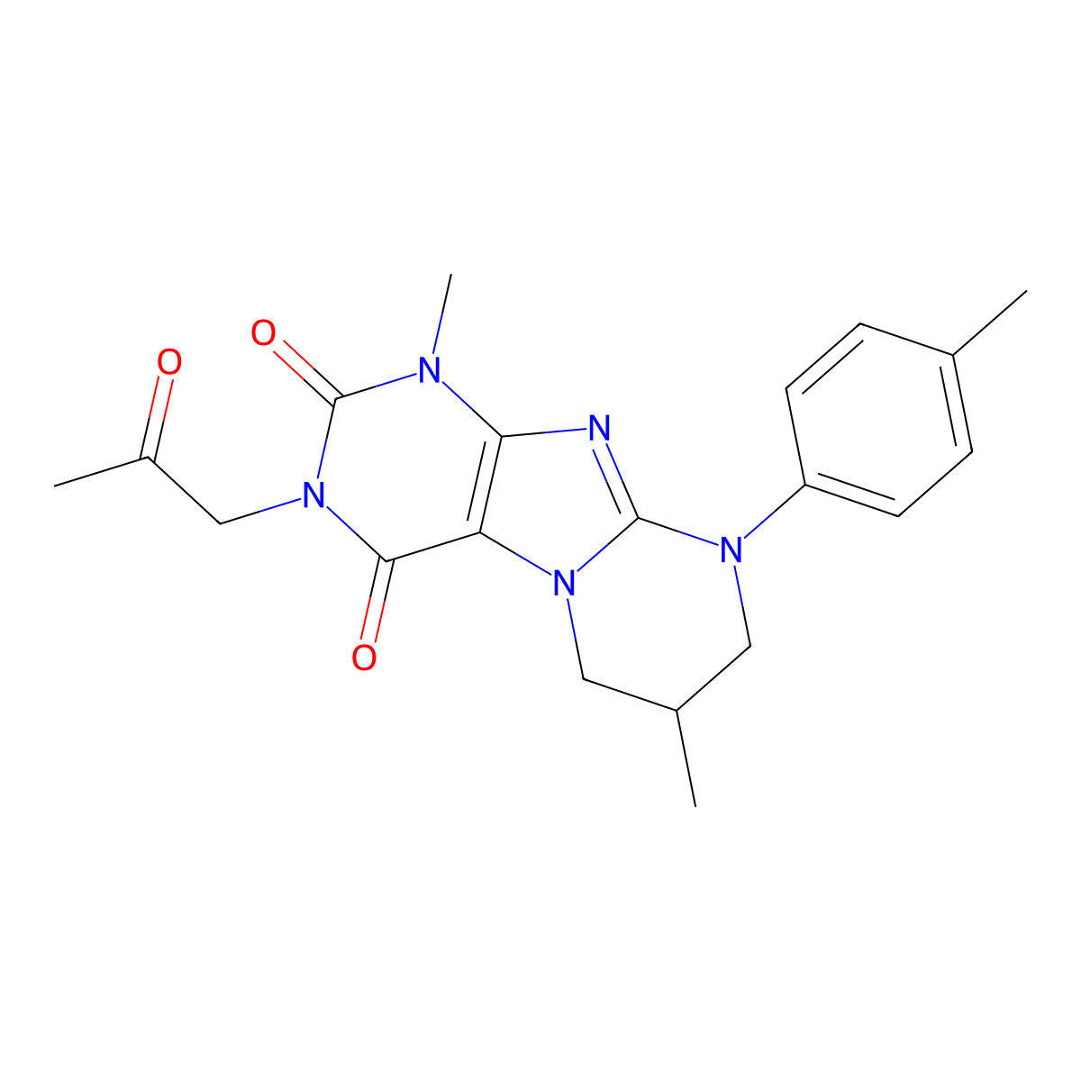 1,7-dimethyl-9-(4-methylphenyl)-3-(2-oxopropyl)-7,8-dihydro-6H-purino[7,8-a]pyrimidine-2,4-dione molecular structure, CAS 845803-45-4