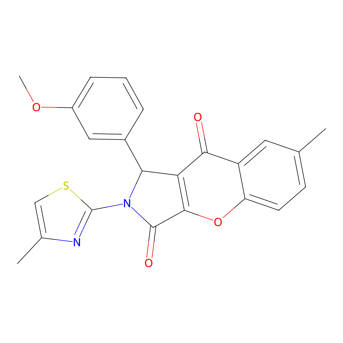 1-(3-Methoxyphenyl)-7-methyl-2-(4-methylthiazol-2-yl)-1,2-dihydrochromeno[2,3-c]pyrrole-3,9-dione molecular structure, CAS 845803-47-6