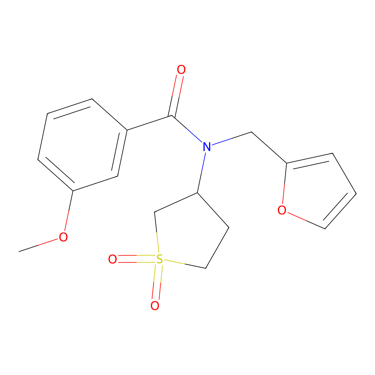 N-(1,1-dioxidotetrahydrothiophen-3-yl)-N-(furan-2-ylmethyl)-3-methoxybenzamide molecular structure, CAS 845804-09-3
