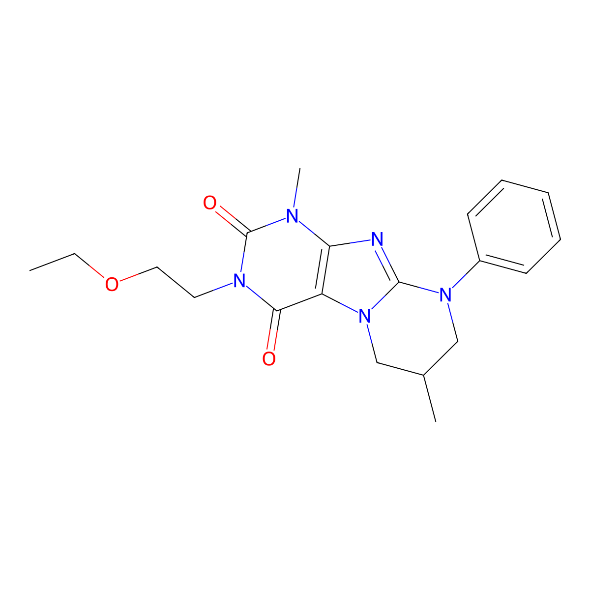 3-(2-ethoxyethyl)-1,7-dimethyl-9-phenyl-7,8-dihydro-6H-purino[7,8-a]pyrimidine-2,4-dione molecular structure, CAS 845804-52-6