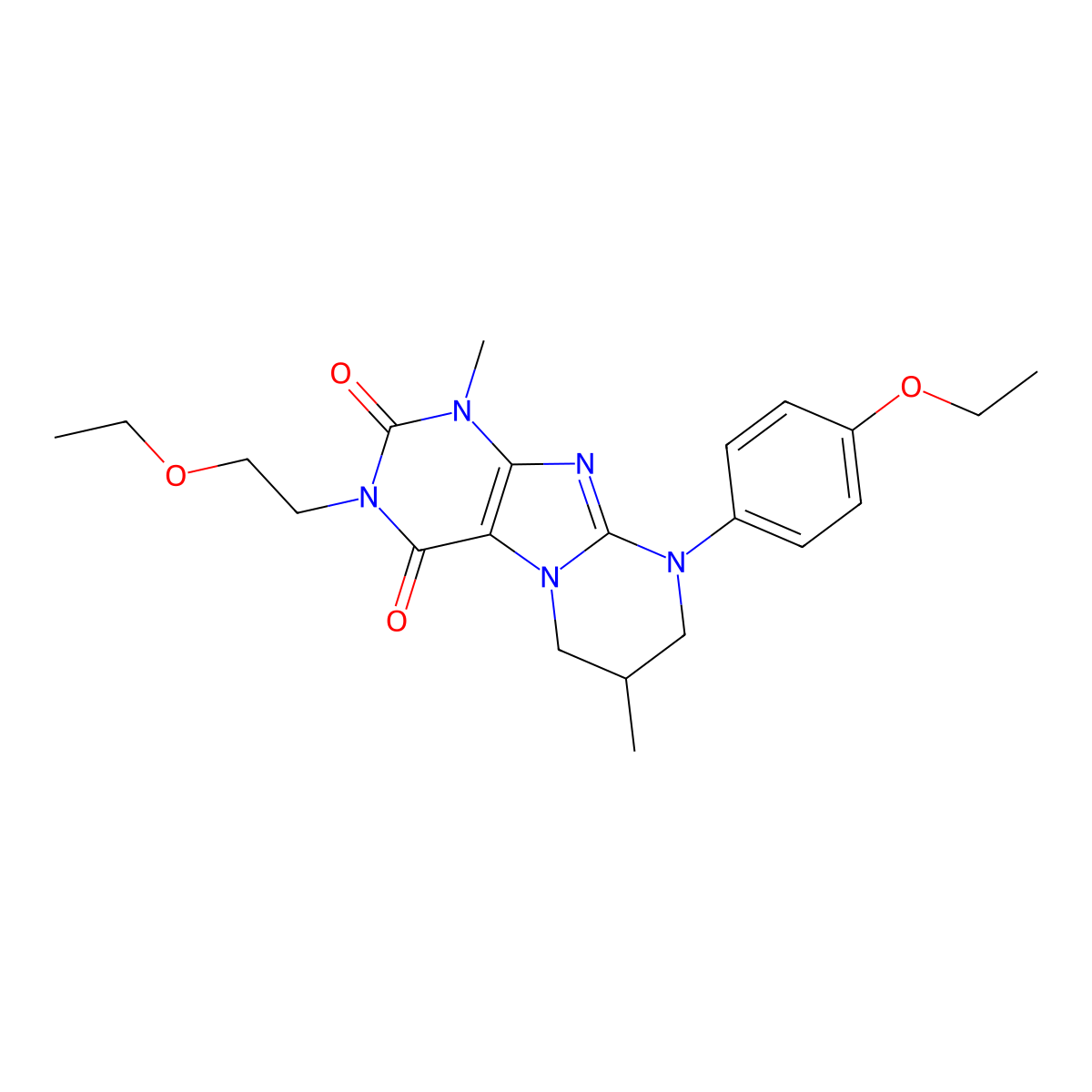 3-(2-ethoxyethyl)-9-(4-ethoxyphenyl)-1,7-dimethyl-6,7,8,9-tetrahydropyrimido[2,1-f]purine-2,4(1H,3H)-dione molecular structure, CAS 845805-19-8