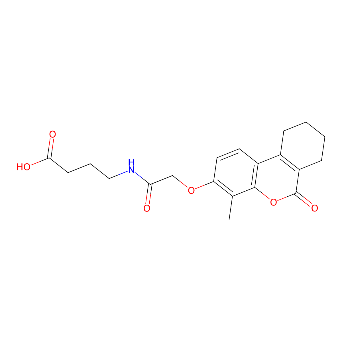 4-({[(4-methyl-6-oxo-7,8,9,10-tetrahydro-6H-benzo[c]chromen-3-yl)oxy]acetyl}amino)butanoic acid molecular structure, CAS 845805-23-4