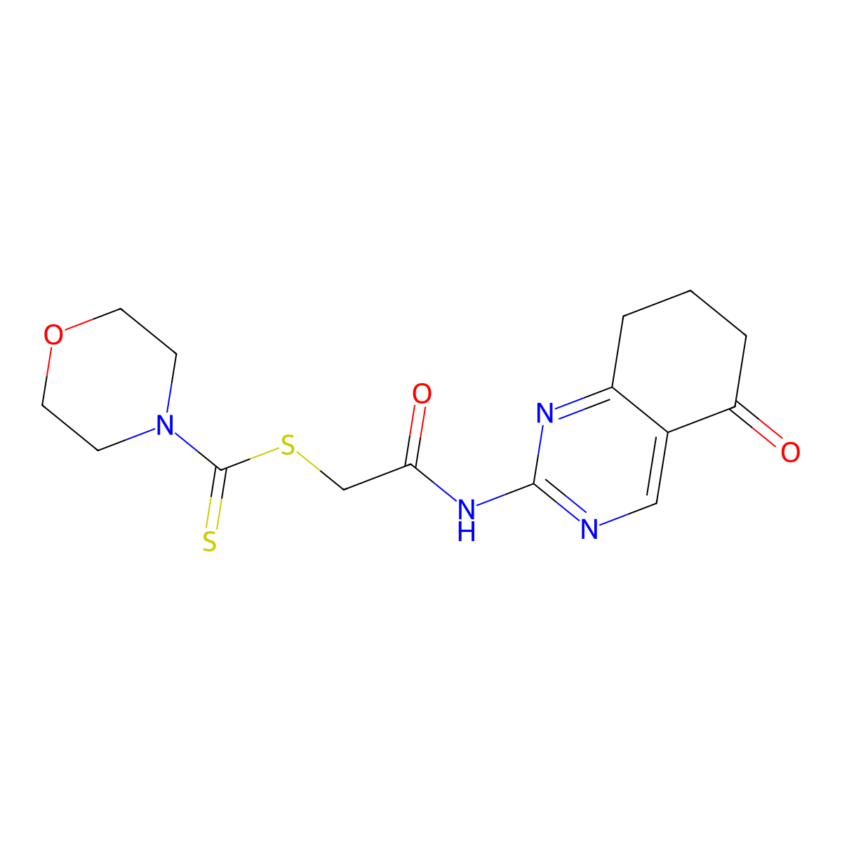 2-Oxo-2-[(5-oxo-5,6,7,8-tetrahydroquinazolin-2-yl)amino]ethyl morpholine-4-carbodithioate molecular structure, CAS 845805-24-5