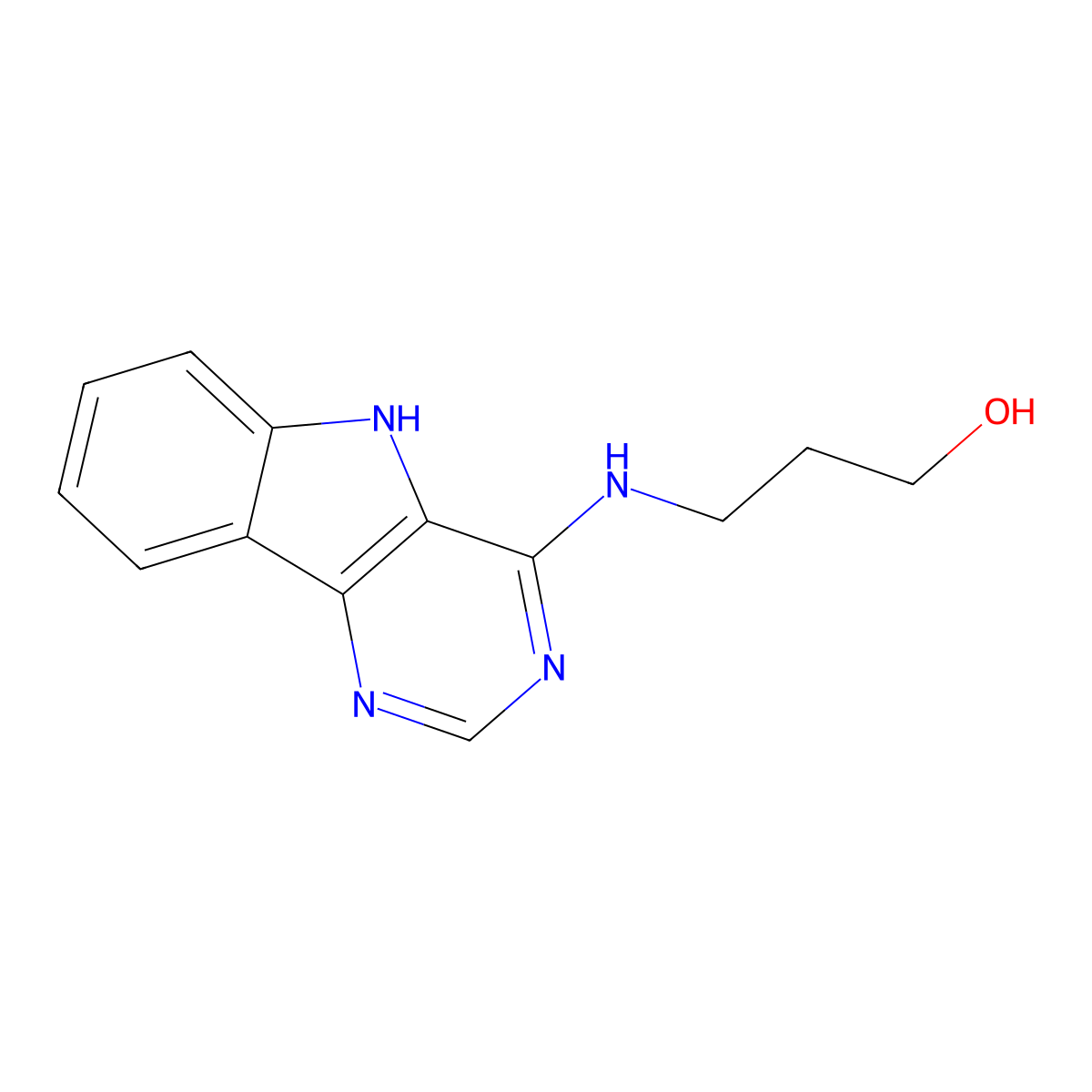 3-(5H-pyrimido[5,4-b]indol-4-ylamino)propan-1-ol molecular structure, CAS 845805-50-7