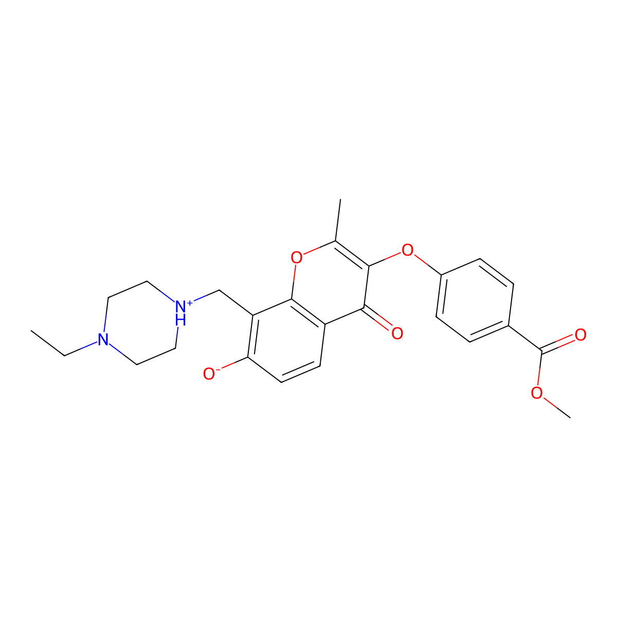 methyl 4-({8-[(4-ethylpiperazin-1-yl)methyl]-7-hydroxy-2-methyl-4-oxo-4H-chromen-3-yl}oxy)benzoate molecular structure, CAS 845805-54-1
