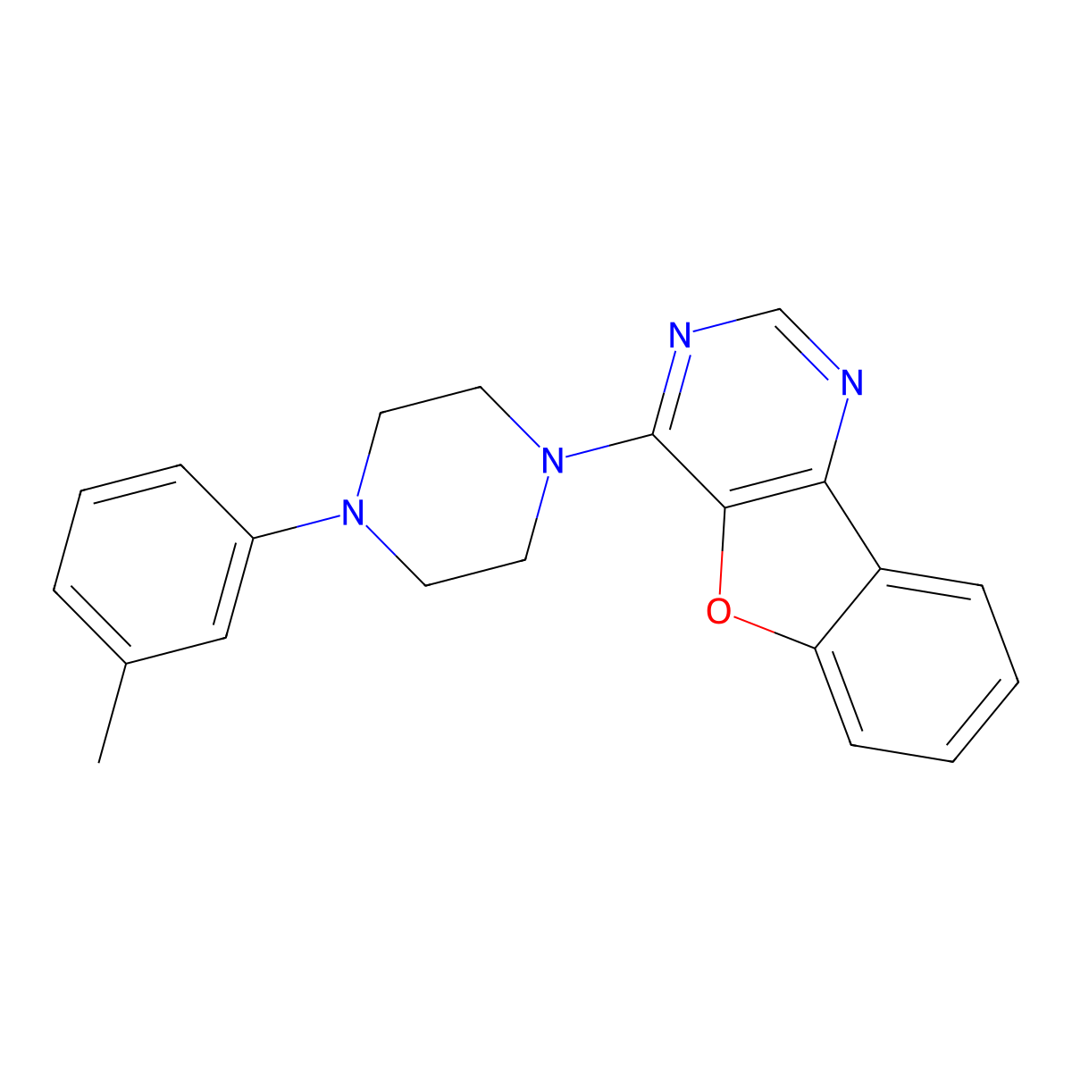4-[4-(3-Methylphenyl)piperazin-1-yl]-[1]benzofuro[3,2-d]pyrimidine molecular structure, CAS 845806-03-3