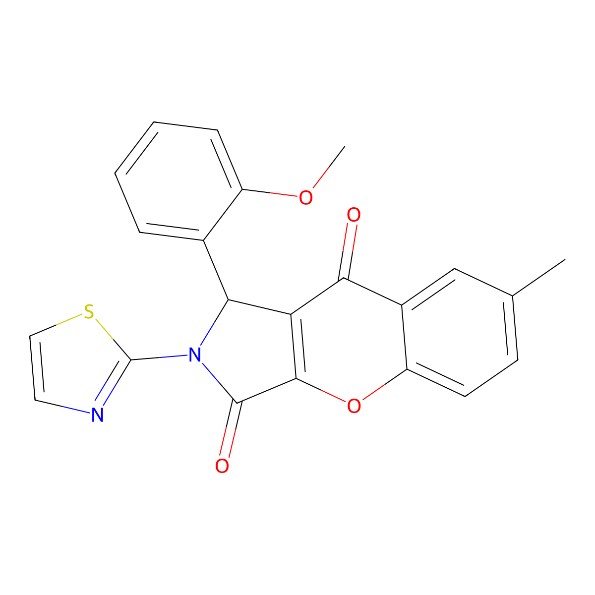 1-(2-Methoxyphenyl)-7-methyl-2-(thiazol-2-yl)-1,2-dihydrochromeno[2,3-c]pyrrole-3,9-dione molecular structure, CAS 845806-31-7