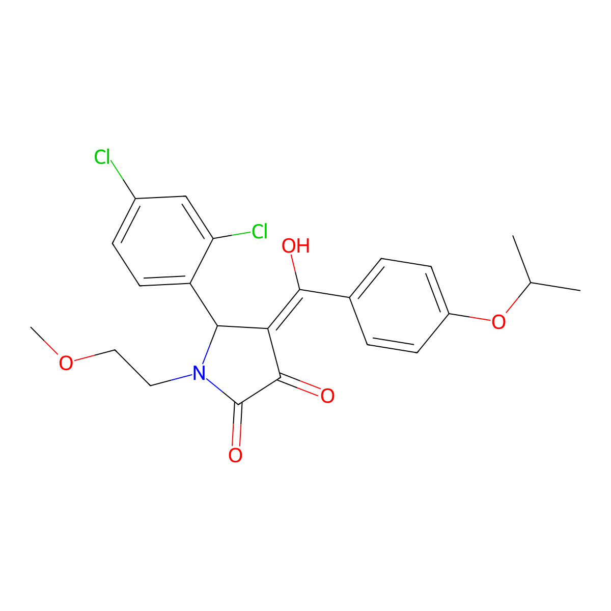 5-(2,4-dichlorophenyl)-3-hydroxy-1-(2-methoxyethyl)-4-[4-(propan-2-yloxy)benzoyl]-2,5-dihydro-1H-pyrrol-2-one molecular structure, CAS 845806-44-2