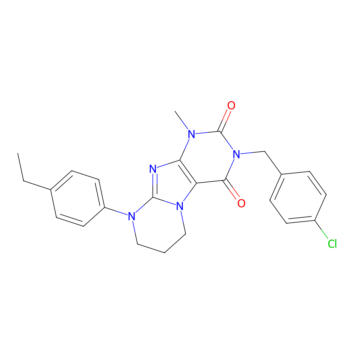 3-[(4-chlorophenyl)methyl]-9-(4-ethylphenyl)-1-methyl-7,8-dihydro-6H-purino[7,8-a]pyrimidine-2,4-dione molecular structure, CAS 845806-58-8