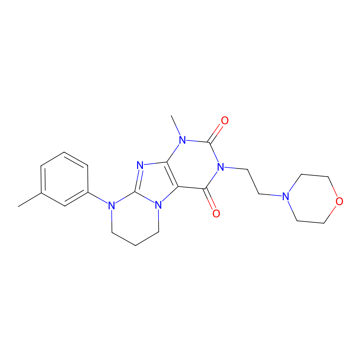 1-methyl-9-(3-methylphenyl)-3-(2-morpholin-4-ylethyl)-7,8-dihydro-6H-purino[7,8-a]pyrimidine-2,4-dione molecular structure, CAS 845806-66-8