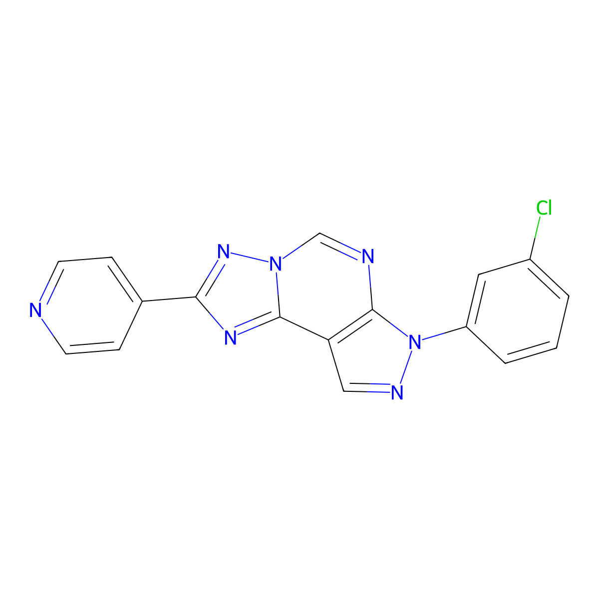 7-(3-chlorophenyl)-2-(pyridin-4-yl)-7H-pyrazolo[4,3-e][1,2,4]triazolo[1,5-c]pyrimidine molecular structure, CAS 845806-92-0