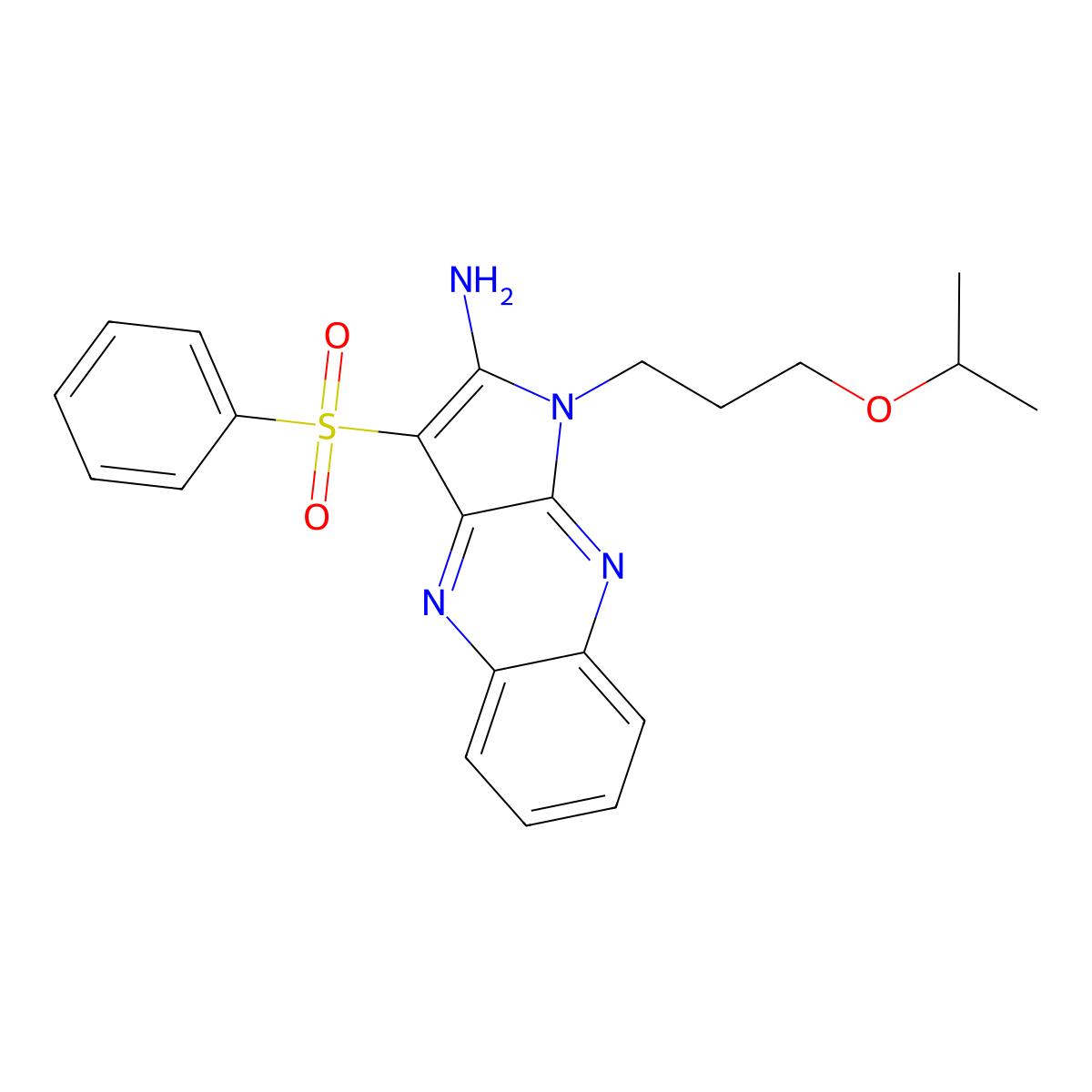 1-(3-isopropoxypropyl)-3-(phenylsulfonyl)-1H-pyrrolo[2,3-b]quinoxalin-2-amine molecular structure, CAS 845807-03-6