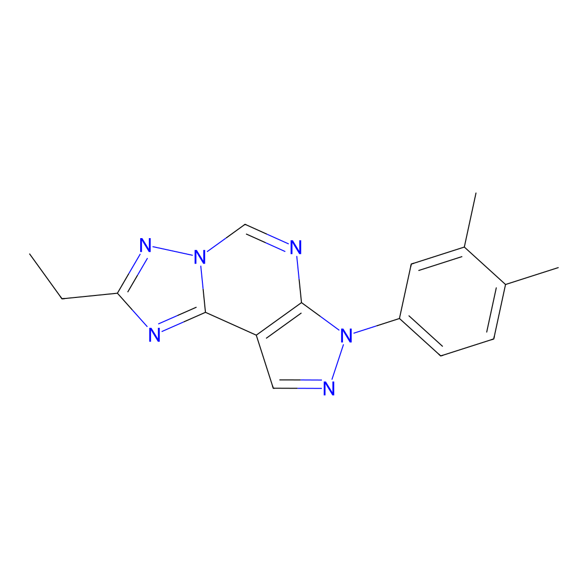 7-(3,4-dimethylphenyl)-2-ethyl-7H-pyrazolo[4,3-e][1,2,4]triazolo[1,5-c]pyrimidine molecular structure, CAS 845807-47-8