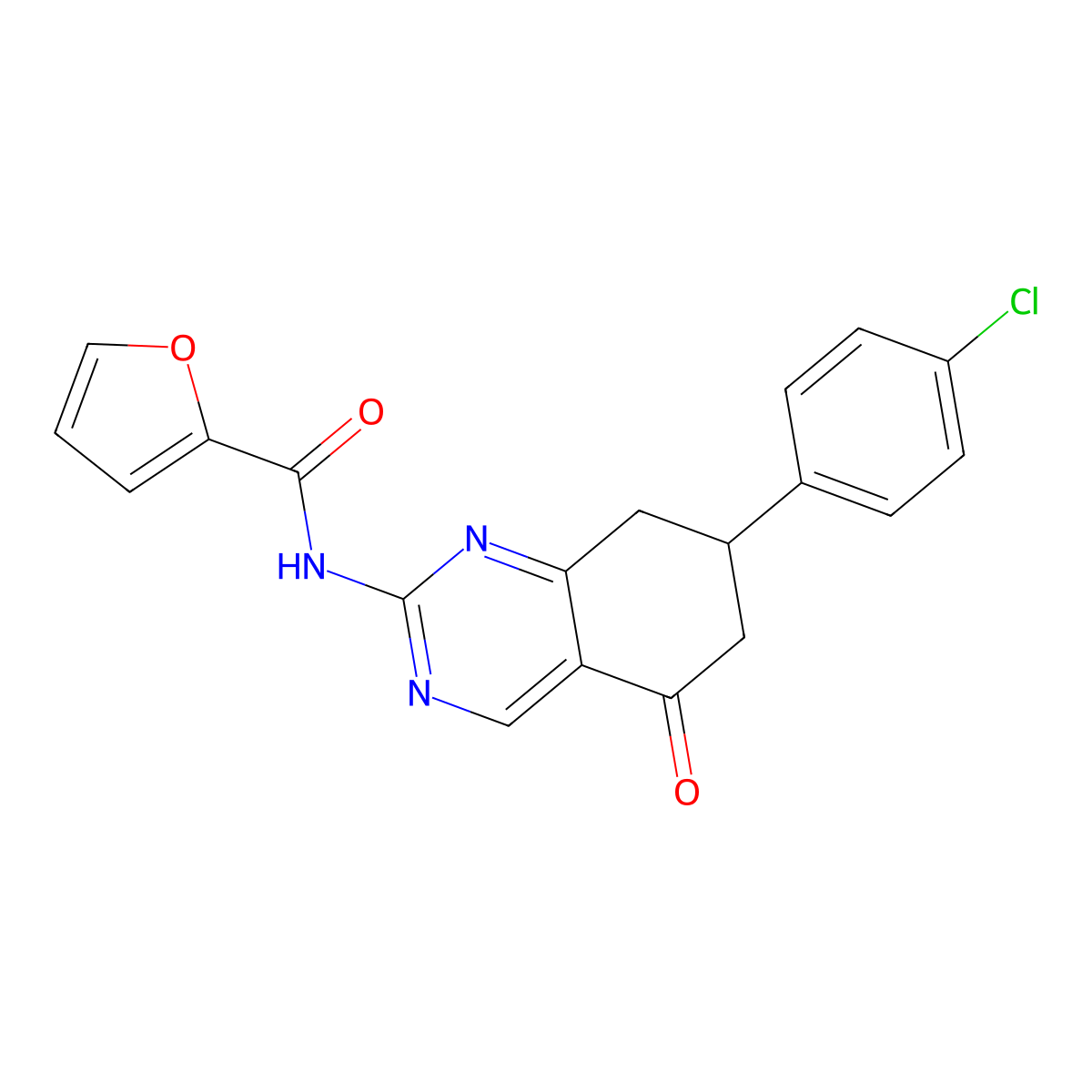 N-[7-(4-chlorophenyl)-5-oxo-5,6,7,8-tetrahydroquinazolin-2-yl]furan-2-carboxamide molecular structure, CAS 845807-69-4