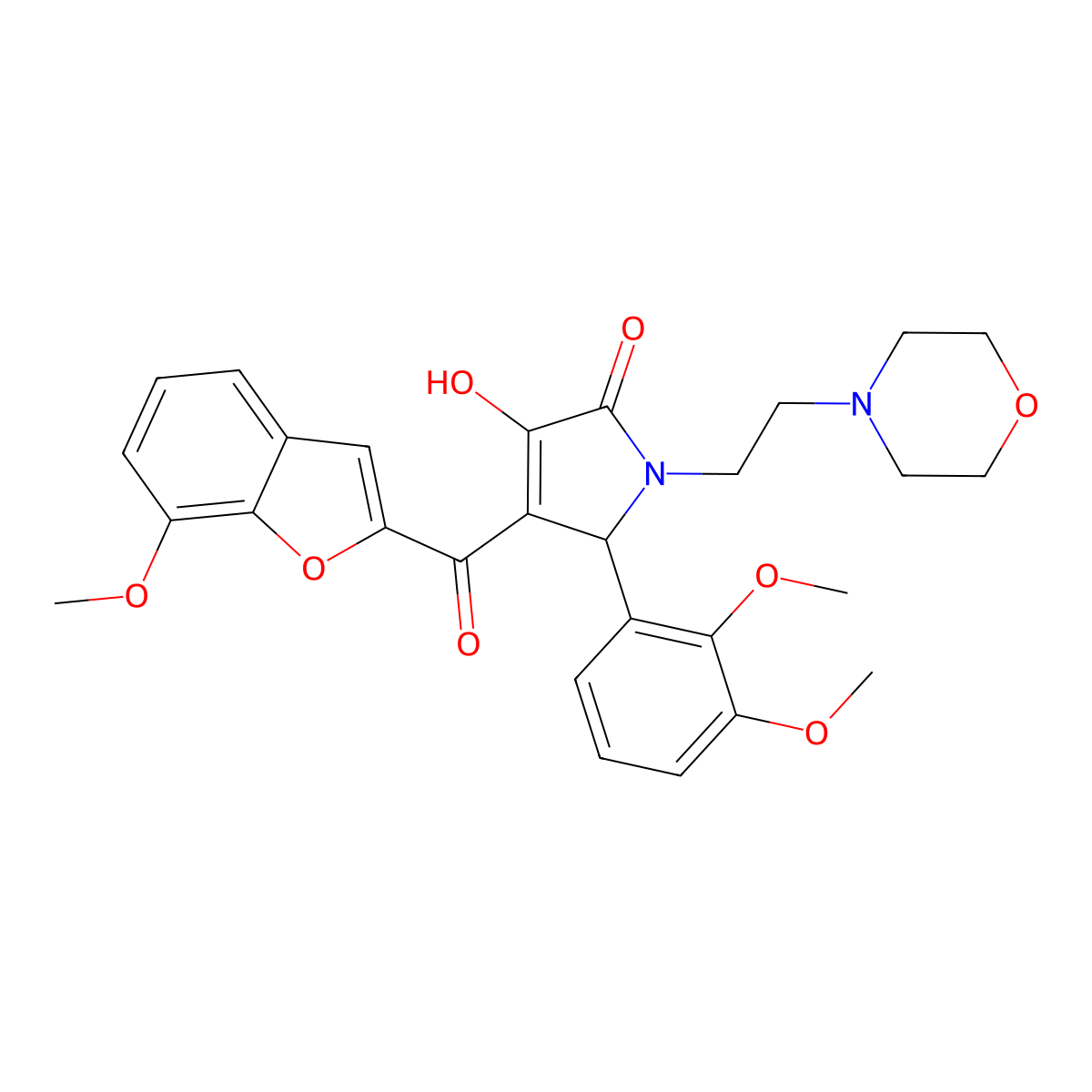 5-(2,3-Dimethoxyphenyl)-3-hydroxy-4-[(7-methoxybenzo[d]furan-2-yl)carbonyl]-1-(2-morpholin-4-ylethyl)-3-pyrrolin-2-one molecular structure, CAS 845807-77-4
