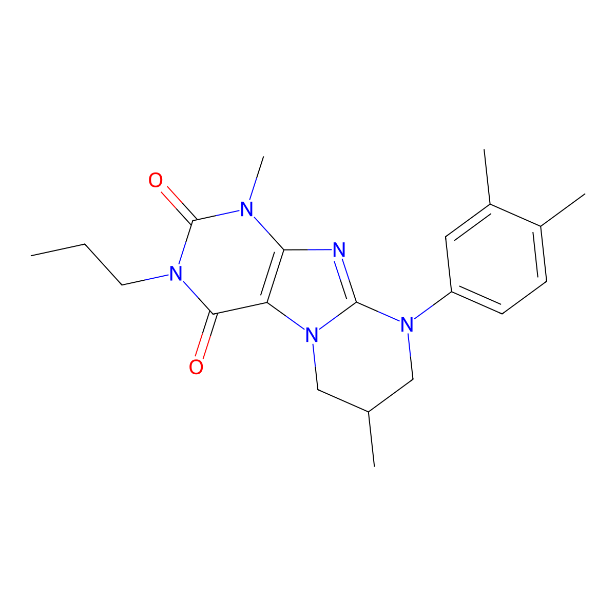9-(3,4-dimethylphenyl)-1,7-dimethyl-3-propyl-7,8-dihydro-6H-purino[7,8-a]pyrimidine-2,4-dione molecular structure, CAS 845807-79-6