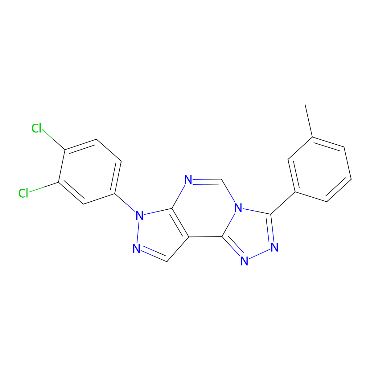 3-(3,4-Dichlorophenyl)-7-(3-methylphenyl)-6-hydropyrazolo[5,4-d]1,2,4-triazolo [4,3-e]pyrimidine molecular structure, CAS 845807-96-7