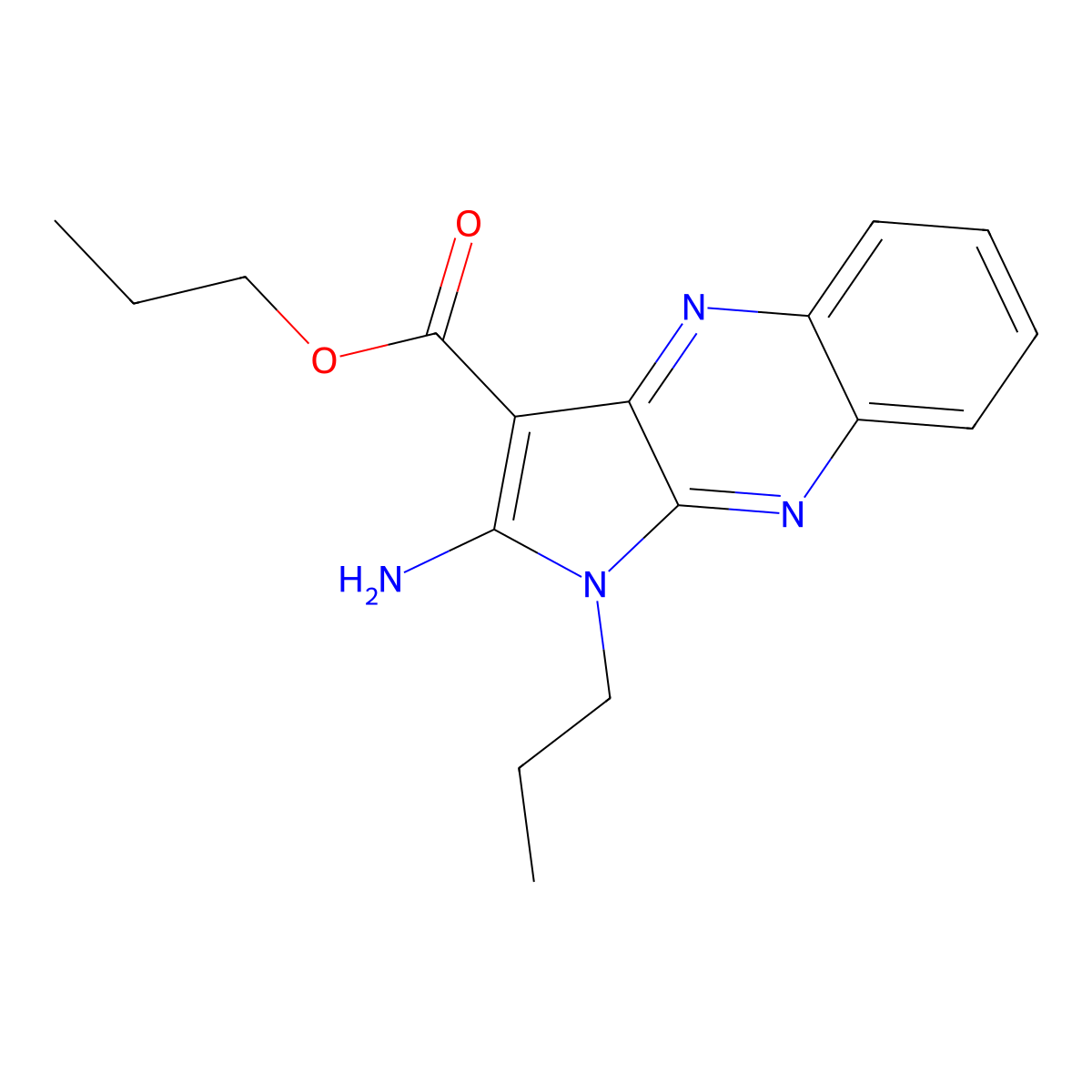propyl 2-amino-1-propyl-1H-pyrrolo[2,3-b]quinoxaline-3-carboxylate molecular structure, CAS 845808-20-0