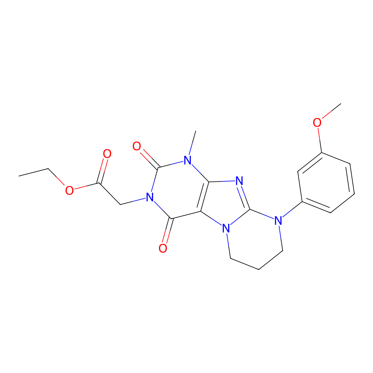 ethyl 2-[9-(3-methoxyphenyl)-1-methyl-2,4-dioxo-7,8-dihydro-6H-purino[7,8-a]pyrimidin-3-yl]acetate molecular structure, CAS 845808-44-8