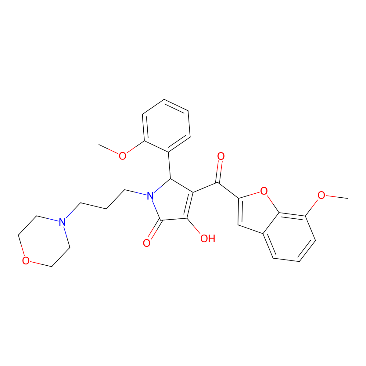 3-Hydroxy-4-[(7-methoxybenzo[d]furan-2-yl)carbonyl]-5-(2-methoxyphenyl)-1-(3-m orpholin-4-ylpropyl)-3-pyrrolin-2-one molecular structure, CAS 845809-03-2