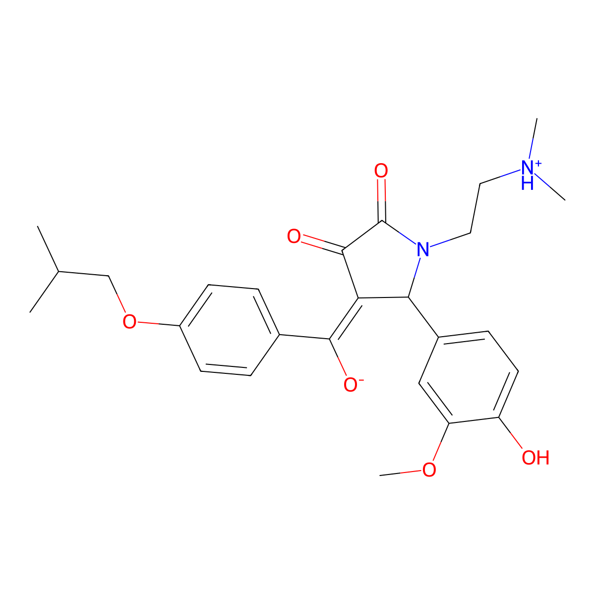 1-[2-(dimethylamino)ethyl]-3-hydroxy-5-(4-hydroxy-3-methoxyphenyl)-4-[4-(2-methylpropoxy)benzoyl]-2,5-dihydro-1H-pyrrol-2-one molecular structure, CAS 845809-18-9