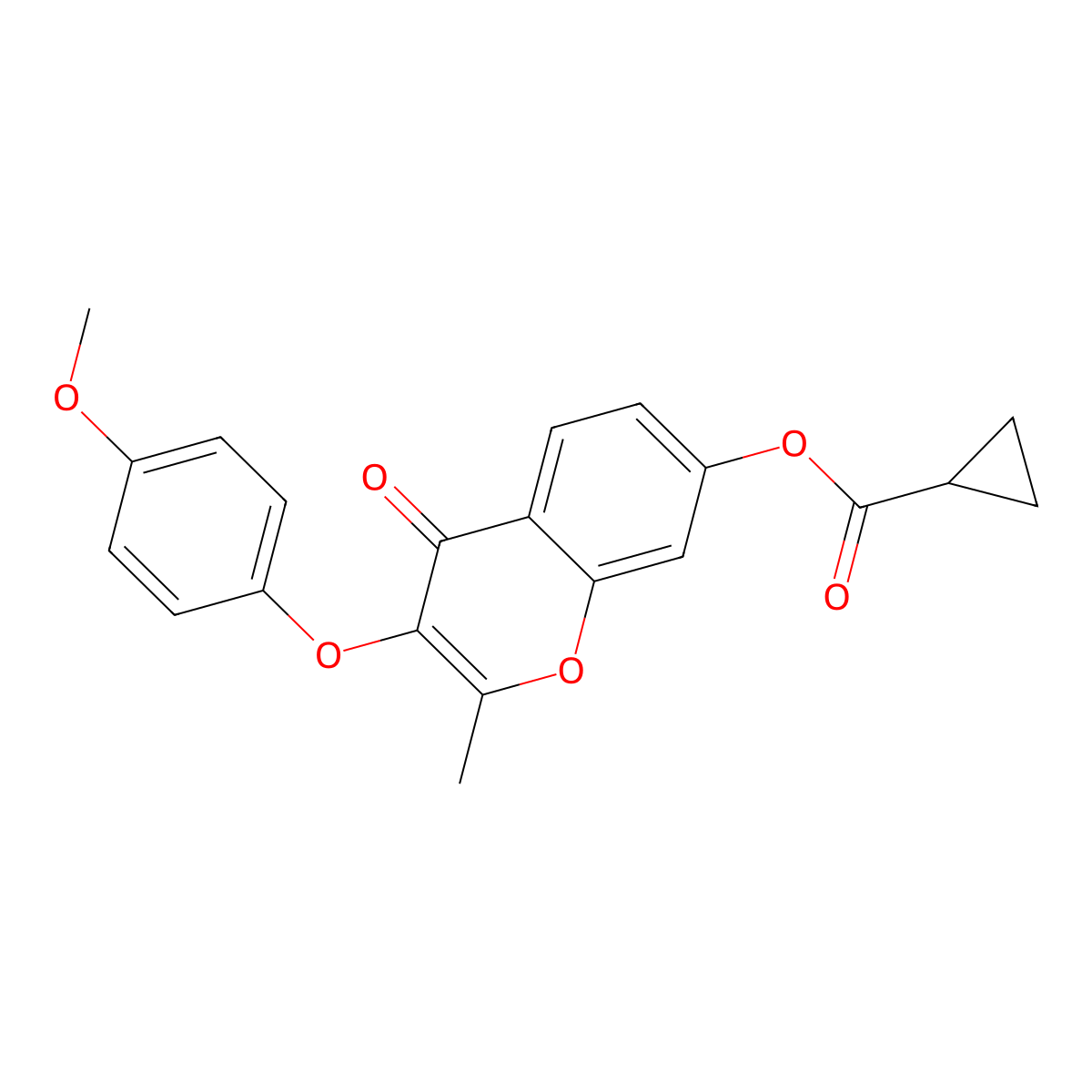 3-(4-methoxyphenoxy)-2-methyl-4-oxo-4H-chromen-7-yl cyclopropanecarboxylate molecular structure, CAS 845809-51-0