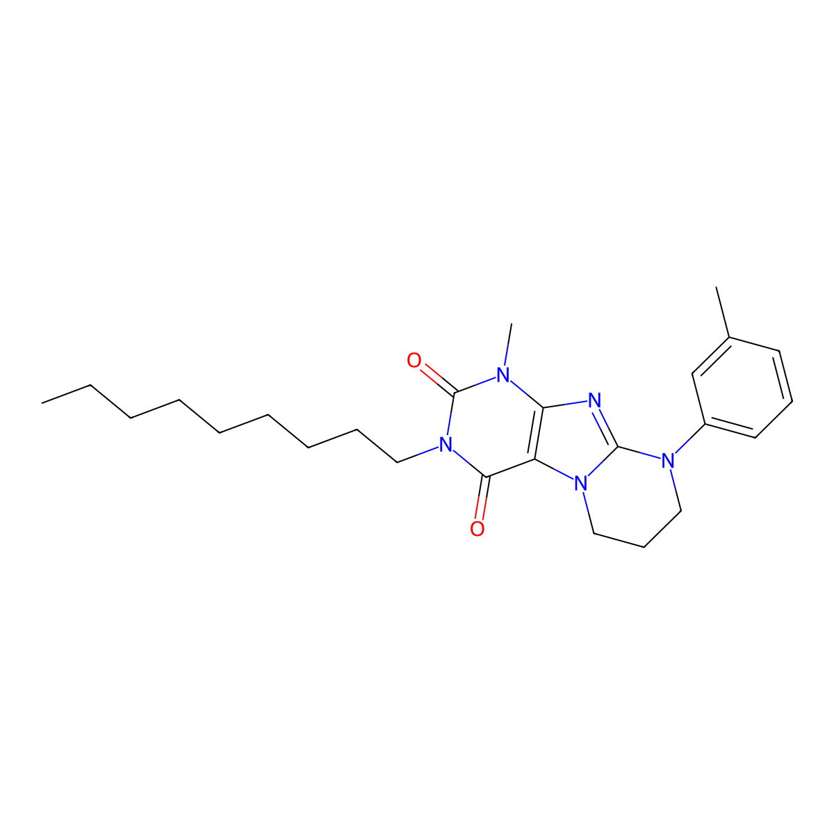 1-methyl-9-(3-methylphenyl)-3-nonyl-7,8-dihydro-6H-purino[7,8-a]pyrimidine-2,4-dione molecular structure, CAS 845809-57-6