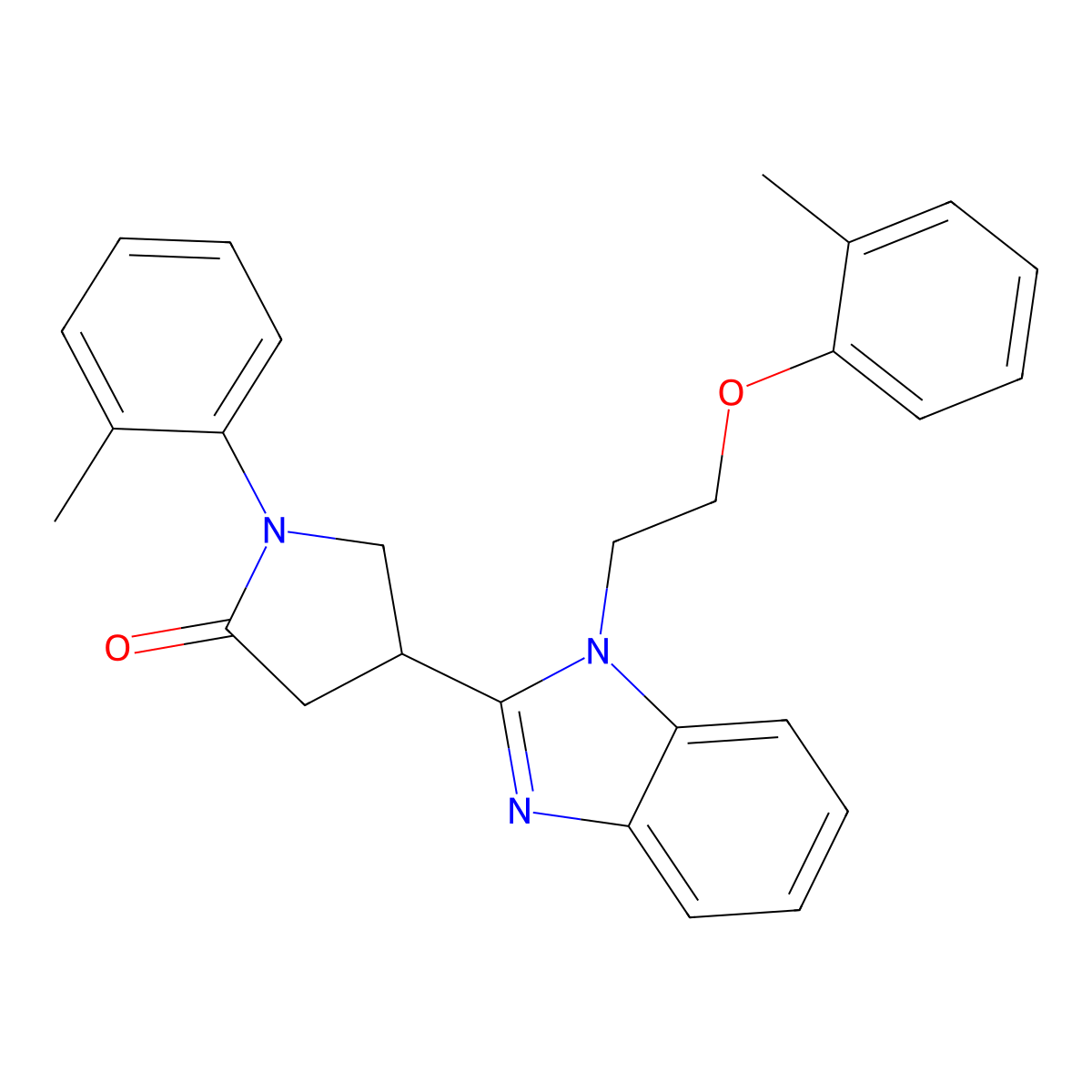1-(o-tolyl)-4-(1-(2-(o-tolyloxy)ethyl)-1H-benzo[d]imidazol-2-yl)pyrrolidin-2-one molecular structure, CAS 845809-62-3