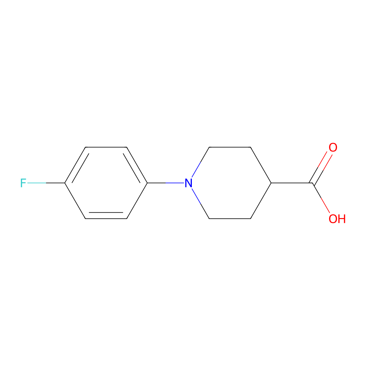 1-(4-Fluorophenyl)-4-piperidinecarboxylic acid molecular structure, CAS 845827-16-9