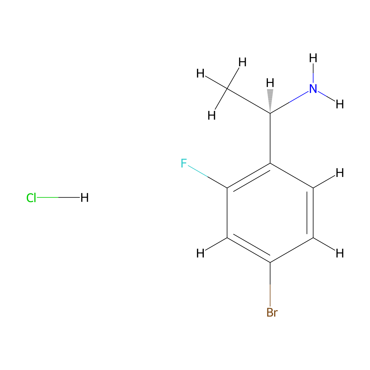 (1R)-1-(4-bromo-2-fluorophenyl)ethan-1-amine hydrochloride molecular structure, CAS 845829-91-6