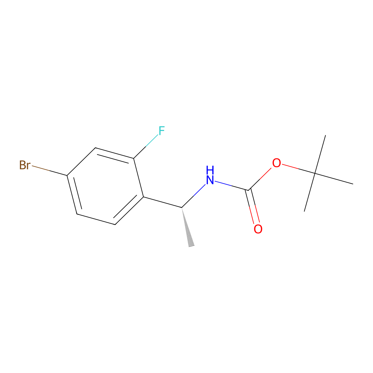 tert-butyl N-[(1R)-1-(4-bromo-2-fluorophenyl)ethyl]carbamate molecular structure, CAS 845829-92-7