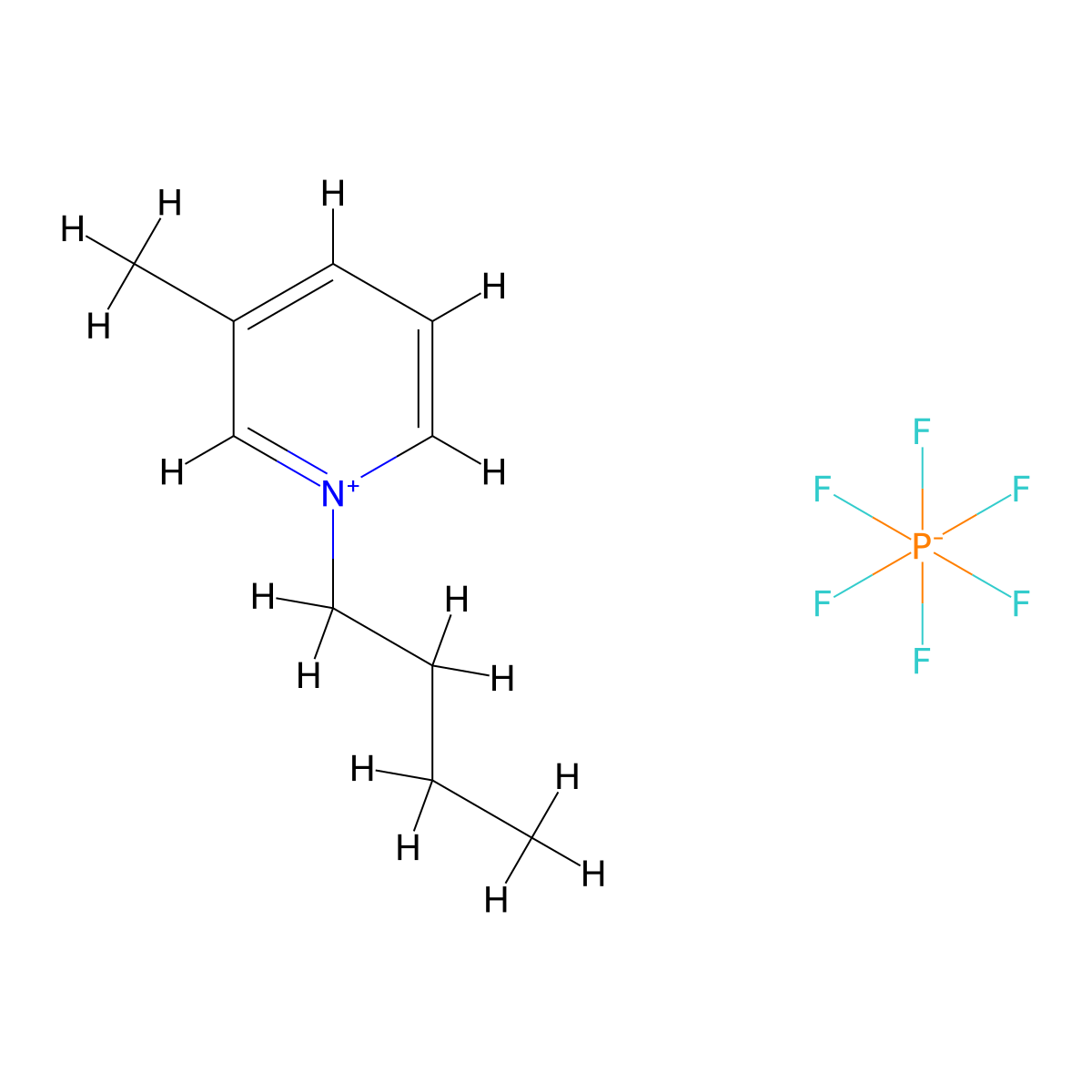 1-Butyl-3-methylpyridinium hexafluorophosphate molecular structure, CAS 845835-03-2