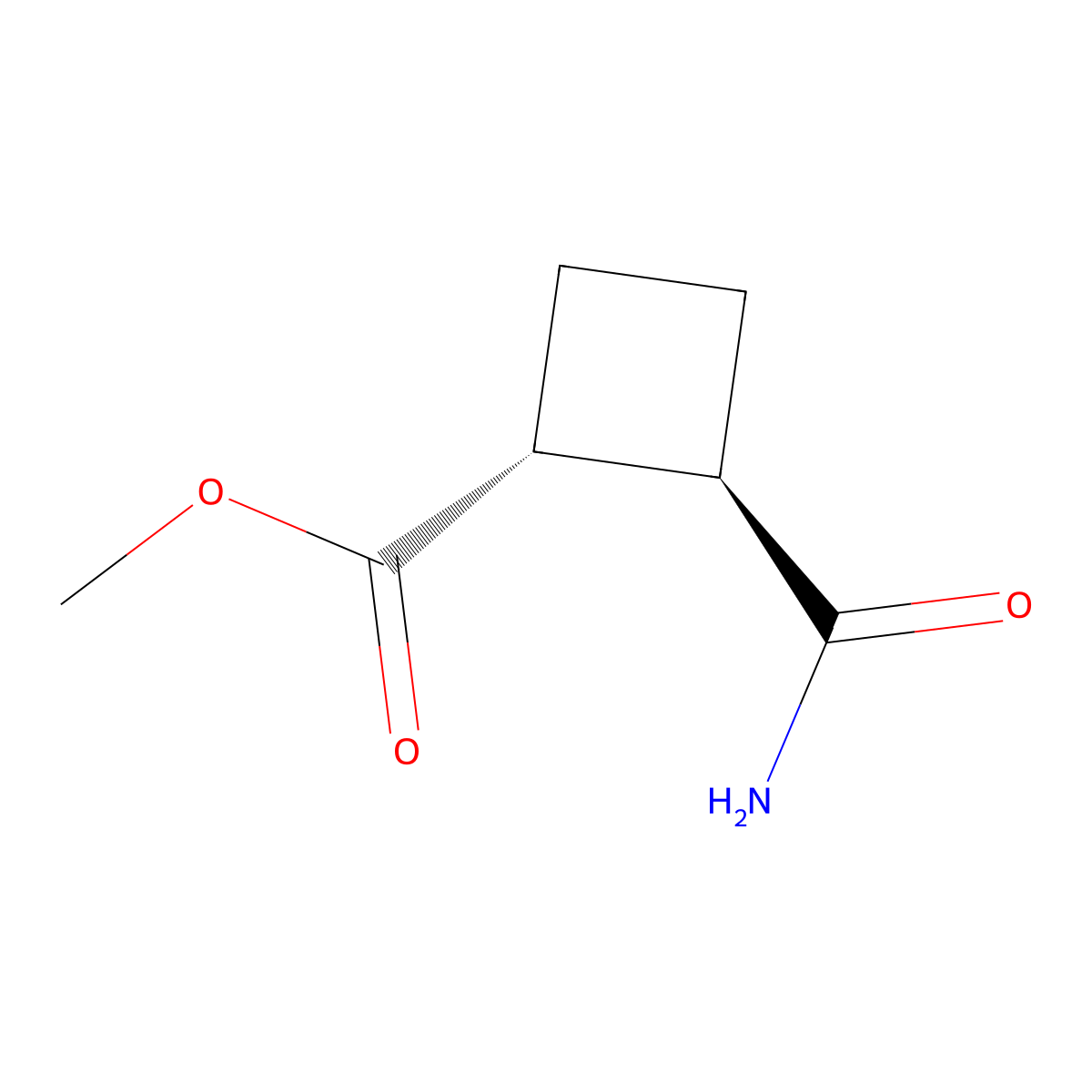 Methyl trans-2-carbamoylcyclobutane-1-carboxylate molecular structure, CAS 84585-84-2
