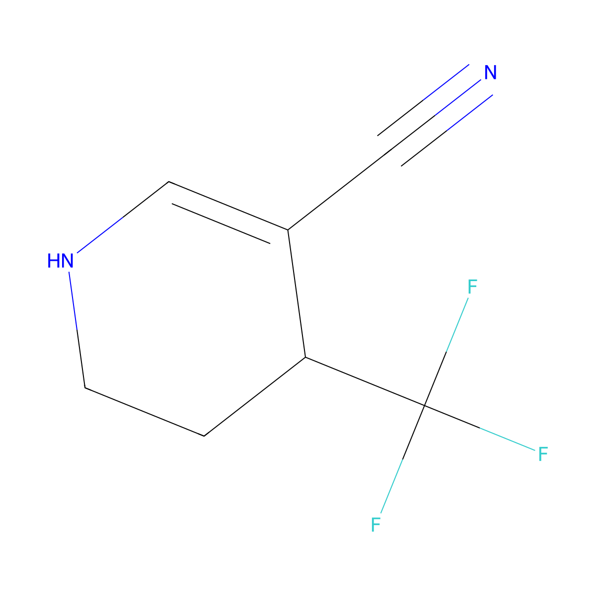 4-(Trifluoromethyl)-1,4,5,6-tetrahydropyridine-3-carbonitrile molecular structure, CAS 845866-48-0