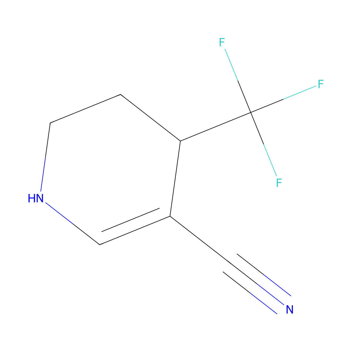 4-(Trifluoromethyl)-1,4,5,6-tetrahydropyridine-3-carbonitrile molecular structure, CAS 845866-48-0