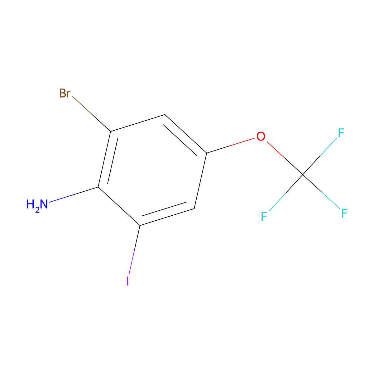 2-Bromo-6-iodo-4-(trifluoromethoxy)aniline molecular structure, CAS 845866-77-5