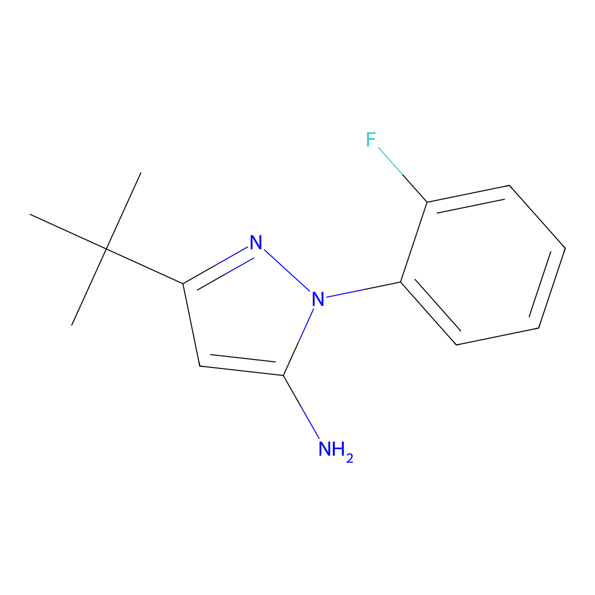 5-tert-Butyl-2-(2-fluoro-phenyl)-2H-pyrazol-3-ylamine molecular structure, CAS 845866-86-6