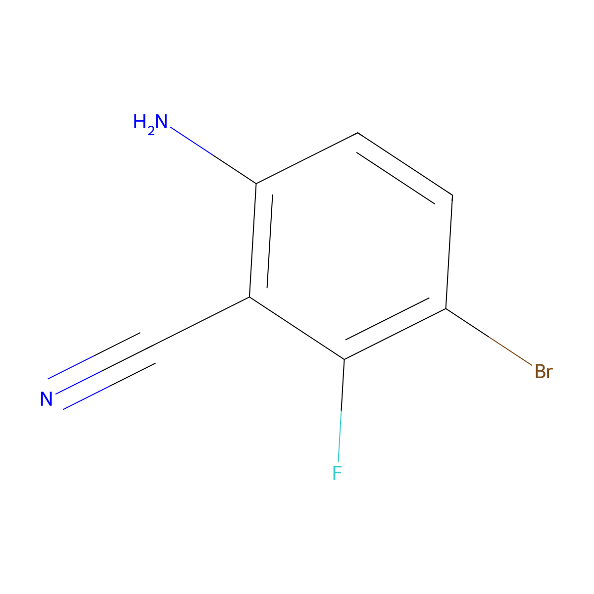 6-Amino-3-bromo-2-fluorobenzonitrile molecular structure, CAS 845866-92-4