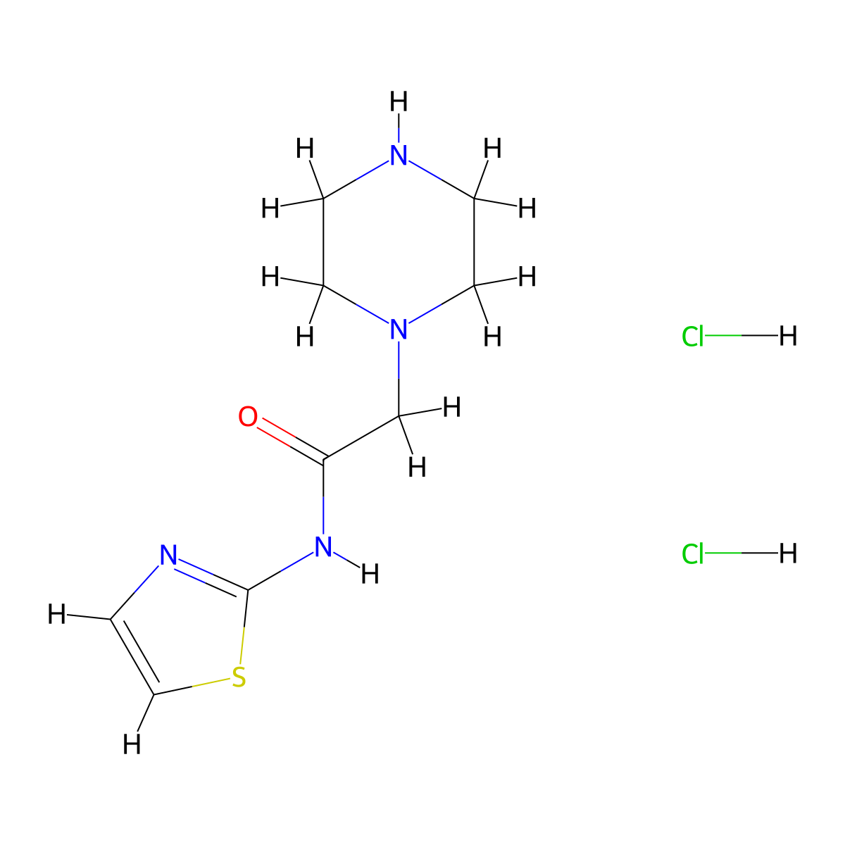 2-(Piperazin-1-yl)-N-(1,3-thiazol-2-yl)acetamide--hydrogen chloride (1/2) molecular structure, CAS 84587-70-2