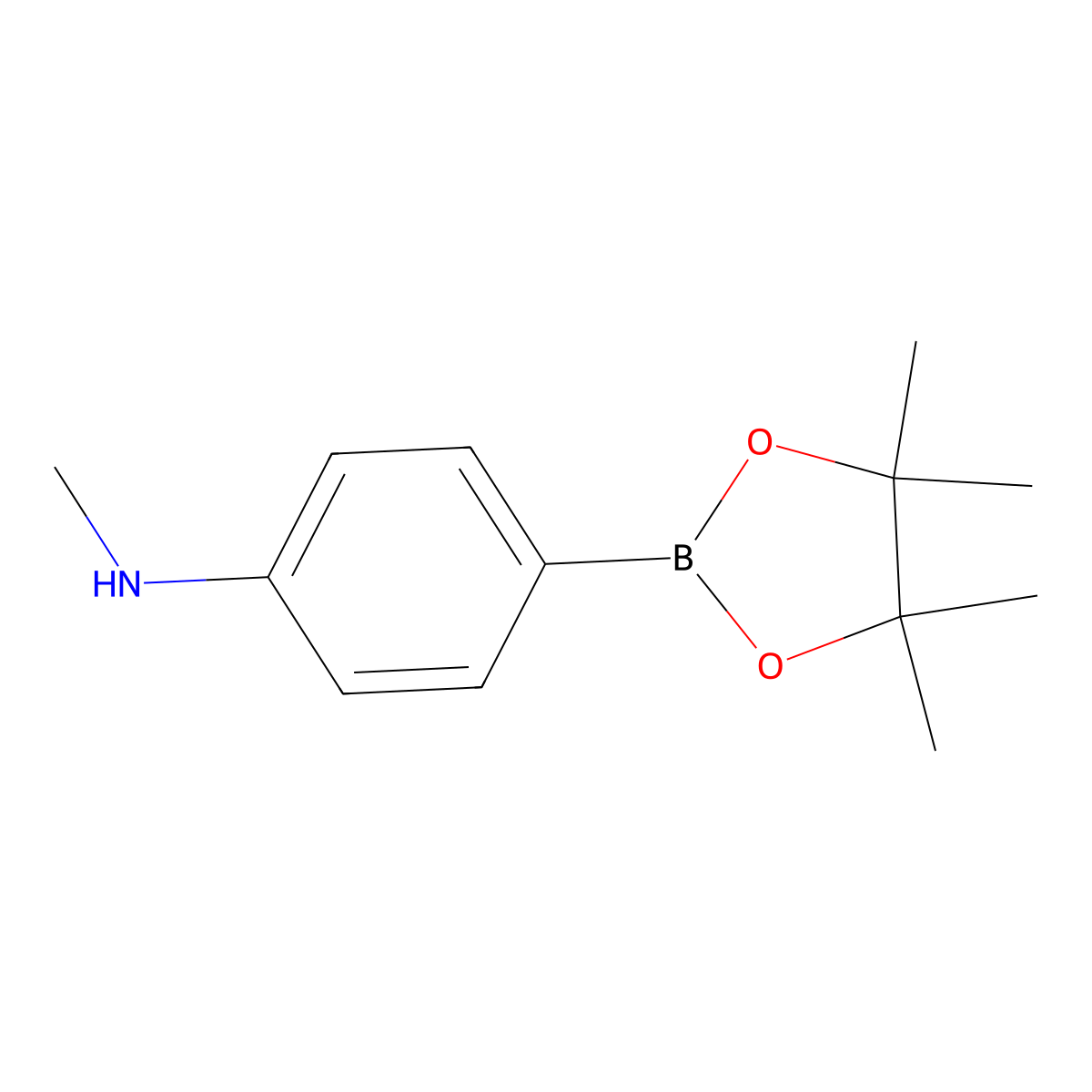 N-methyl-4-(tetramethyl-1,3,2-dioxaborolan-2-yl)aniline molecular structure, CAS 845870-55-5