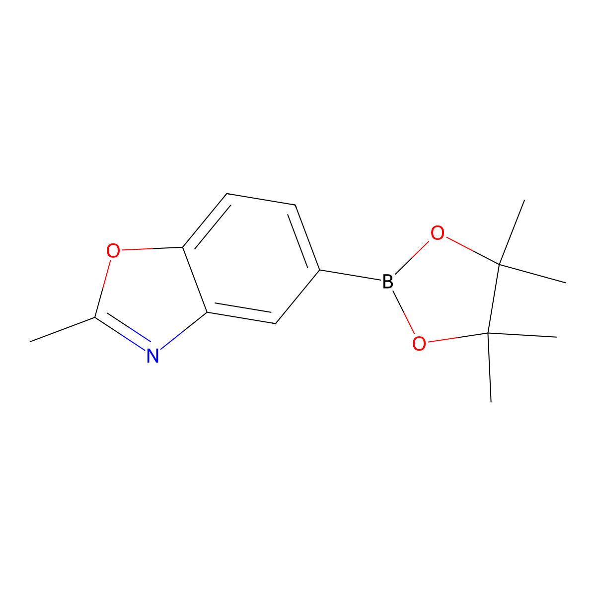2-Methylbenzooxazole-5-boronic acid, pinacol ester molecular structure, CAS 845872-30-2