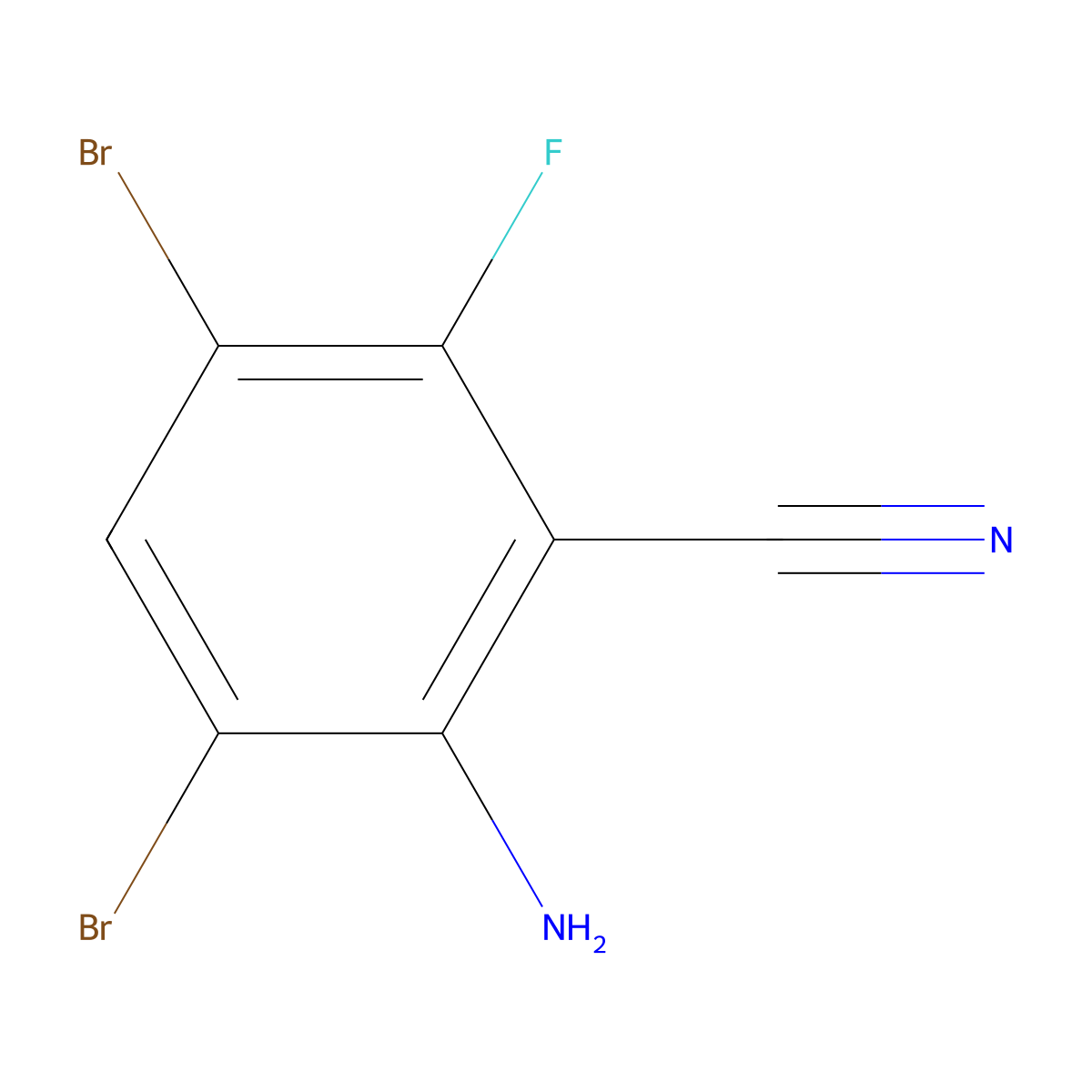 2-Amino-3,5-dibromo-6-fluorobenzonitrile molecular structure, CAS 845878-91-3