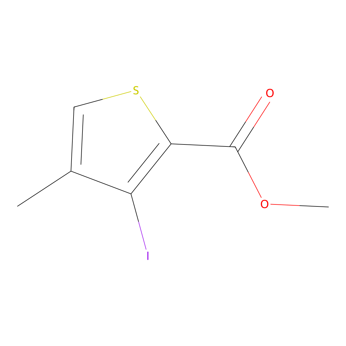 Methyl 3-iodo-4-methylthiophene-2-carboxylate molecular structure, CAS 845878-92-4