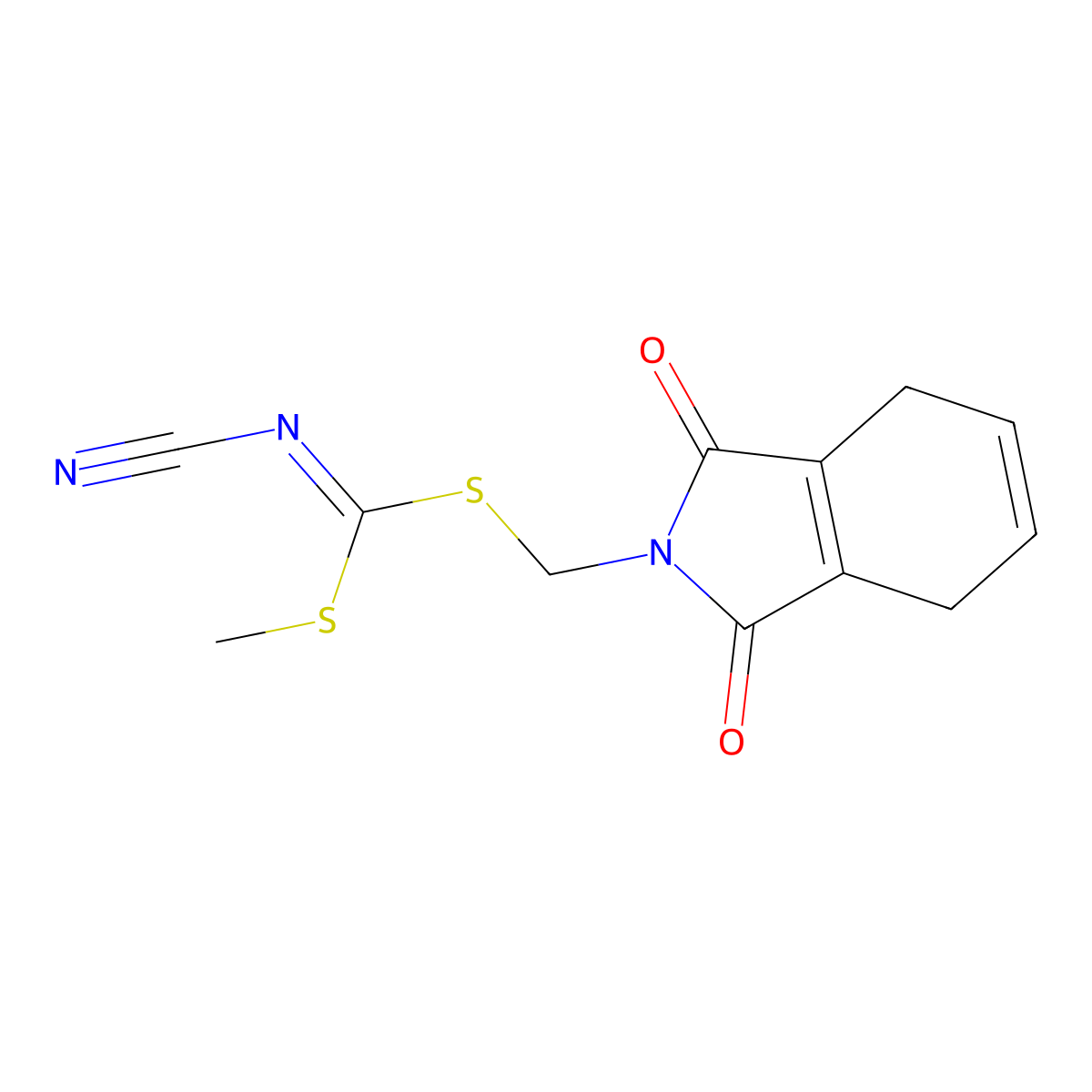 Methyl [(1,3-dioxo-1H-isoindol-2(3H,4H,7H)-yl)methyl] cyanocarbonimidodithioate molecular structure, CAS 845878-93-5
