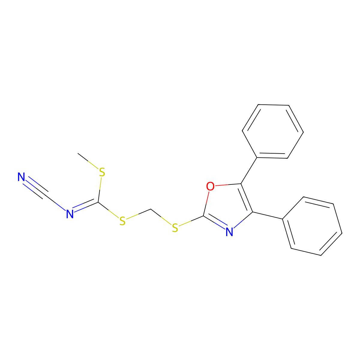 [(4,5-Diphenyloxazol-2-ylthio)methyl] methyl cyanocarbonimidodithioate molecular structure, CAS 845879-04-1
