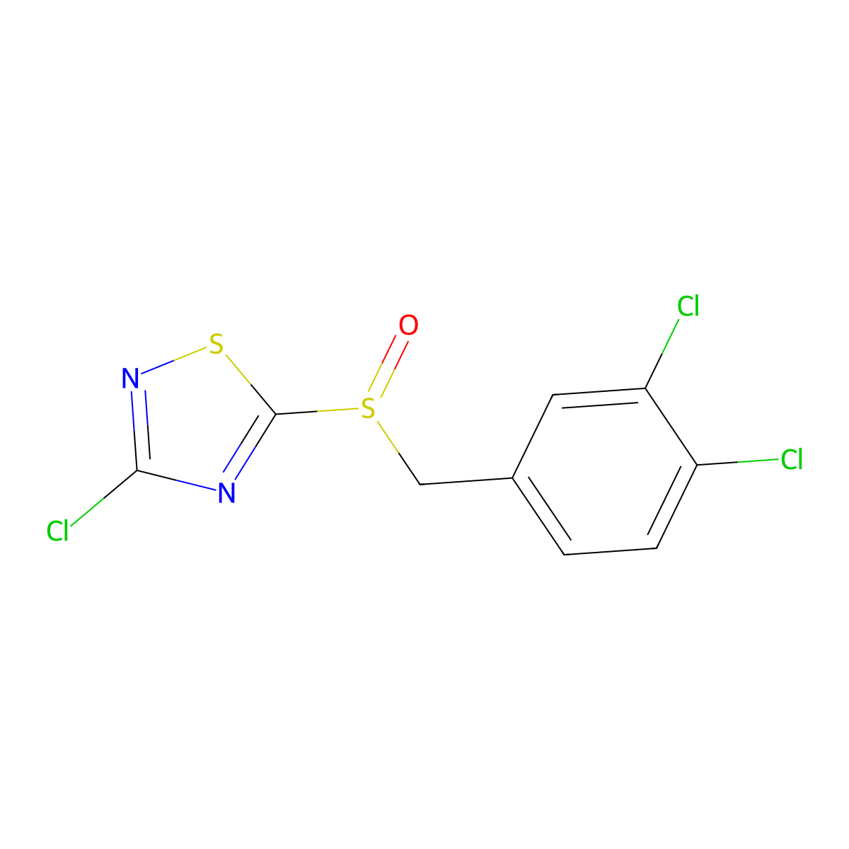 3-Chloro-5-(3,4-dichlorobenzylsulfinyl)-1,2,4-thiadiazole molecular structure, CAS 845879-22-3