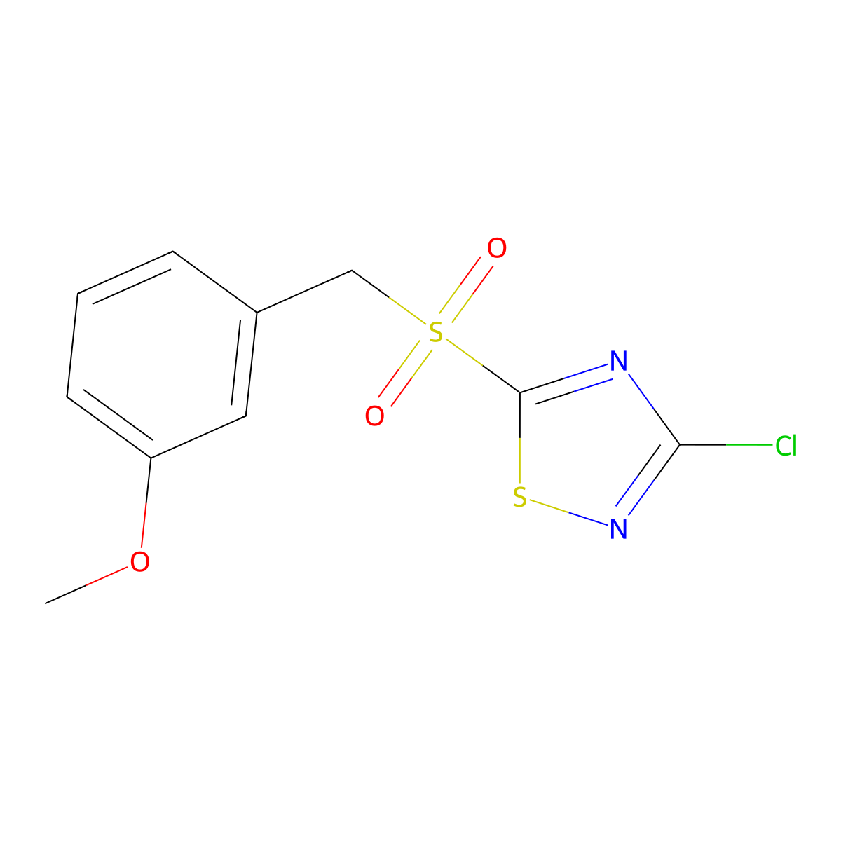 3-Chloro-5-(3-methoxybenzylsulfonyl)-1,2,4-thiadiazole molecular structure, CAS 845879-23-4