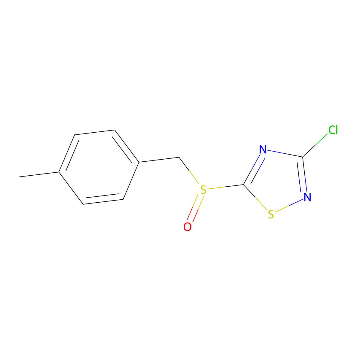 3-Chloro-5-(4-methylbenzylsulfinyl)-1,2,4-thiadiazole molecular structure, CAS 845879-27-8